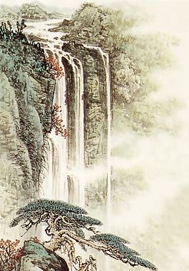迎客松瓷砖背景墙带路径