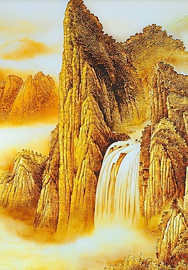 瀑布瓷砖背景墙带路径