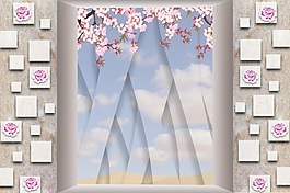 3D立体室内瓷砖背景墙