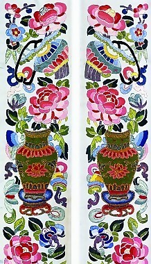 中式元素布紋貼圖花瓶里的蓮花