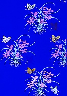 中式藍(lán)底蘭花圖片下載