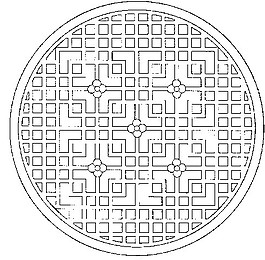 圓形花紋鏤空黑白圖案