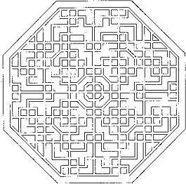 八角菱形花纹镂空黑白图案