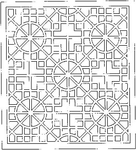 中式花紋鏤空黑白圖案