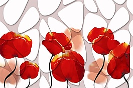紅色罌粟花室內(nèi)瓷磚背景墻