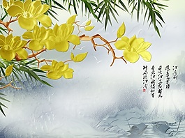 玉蘭花室內(nèi)瓷磚背景墻
