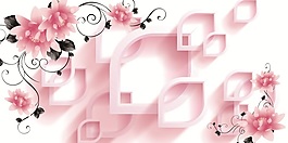 粉色花朵室內(nèi)瓷磚背景墻