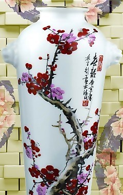 梅花花瓶瓷砖高清背景墙