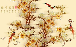 花鸟室内瓷砖背景墙