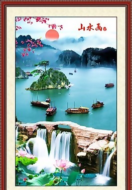 山水瓷磚高清背景墻