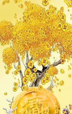 招財進寶瓷磚高清背景墻