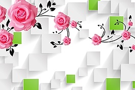 玫瑰花室內(nèi)瓷磚背景墻
