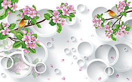 花鳥室內(nèi)瓷磚背景墻