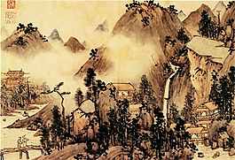 山水名畫背景墻