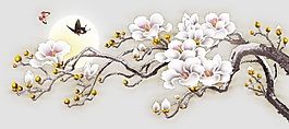 背景墻雕刻路徑花好月圓