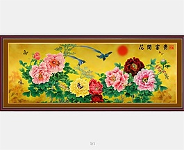 牡丹圖背景墻素材