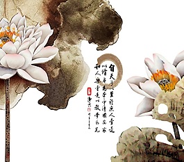 荷花背景墻