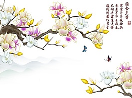 清新典雅兰花背景墙