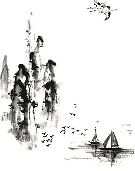 山水畫山澗中泛舟下載