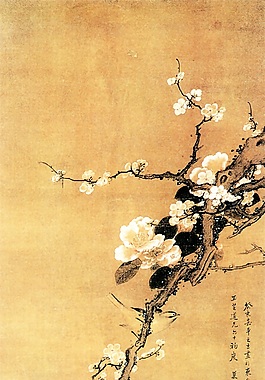 一枝腊梅水墨装饰画