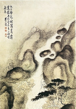 山水九龍潭圖背景墻