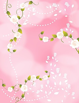 花朵綠葉裝飾畫素材
