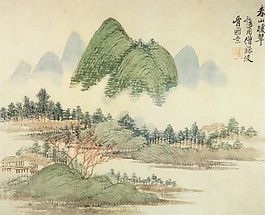 春意盎然山水畫