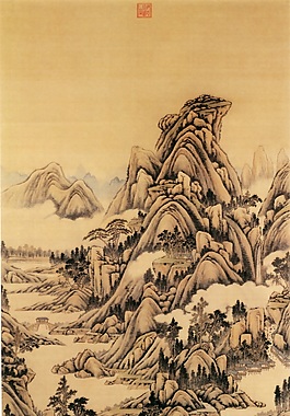 背景墙晴峦春霭图