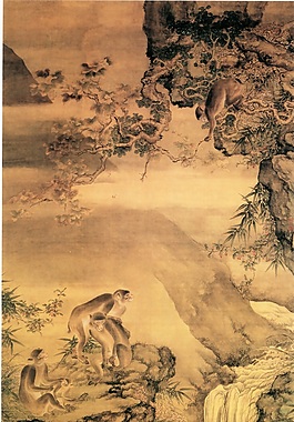 室内背景墙蜂猴图