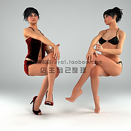 比基尼雙人美女模型