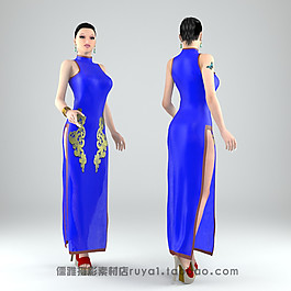 藍(lán)色裙子美女模型