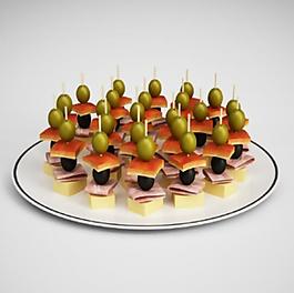 3D渲染零食拼盤模型圖
