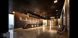 3D渲染豪華酒店前臺模型下載