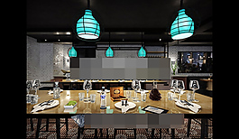 酒店餐廳餐桌椅組合3D模型下載