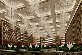 簡約大氣酒店餐廳空間模型下載