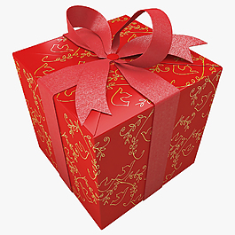 喜慶紅色美式風(fēng)格禮物盒子模型