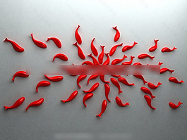 魚群墻面裝飾模型素材