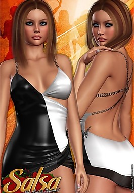 性感黑白撞色短裙女性模型素材