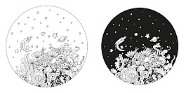 黑白抽象地球矢量插畫素材