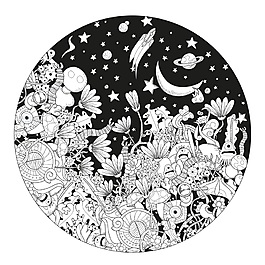 黑白创意抽象仙境矢量插画素材