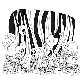 黑白抽象树矢量插画素材