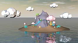 3D小島插畫