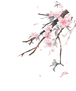 手繪水墨花朵元素
