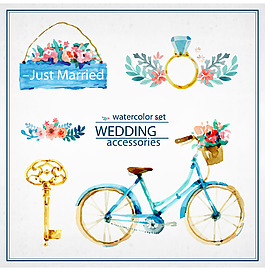 時尚手繪自行車和花朵插畫