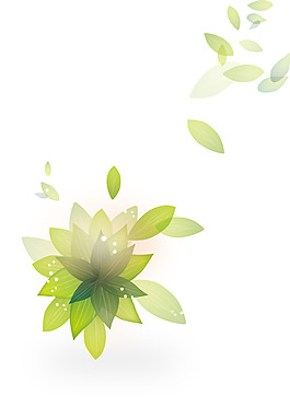 手繪綠葉漂浮元素