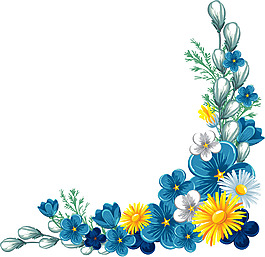 手繪花朵藤葉元素