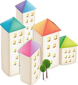 手繪高樓建筑元素