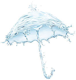 手繪水珠雨傘元素