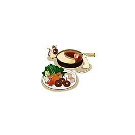 麻辣烫砂锅元素素材