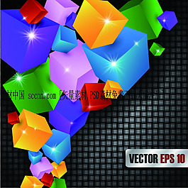 方塊時(shí)尚炫彩立體背景